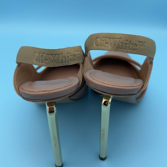 NEW-OFF-WHITE -Allenframe Slim Heel- Tan/Gold- Size 41 - Picture 9 of 15